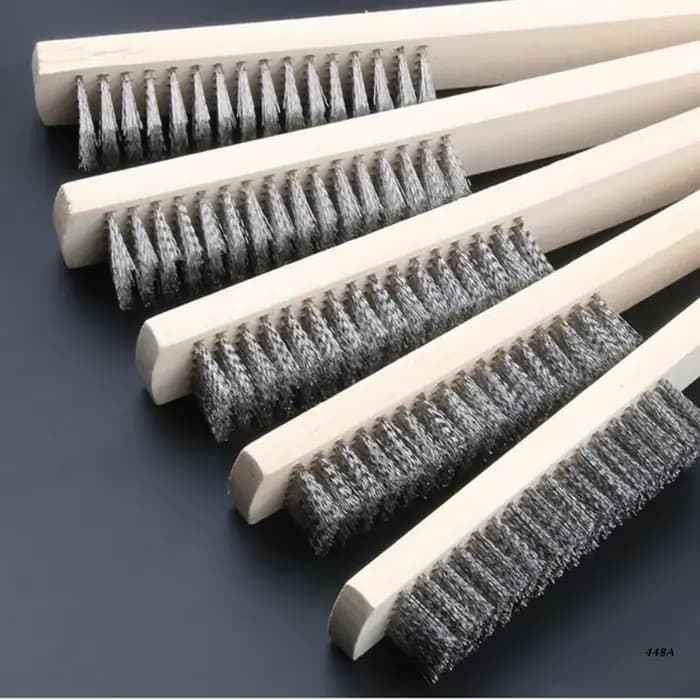 Ensemble de 3 brosses métalliques pour le nettoyage, manche en bois, multi-usages, brosse à gratter