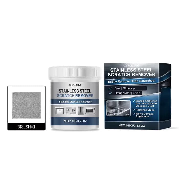 Kit de nettoyage et de réparation pour acier inoxydable 100g avec serviette – Nettoyant et polisseur