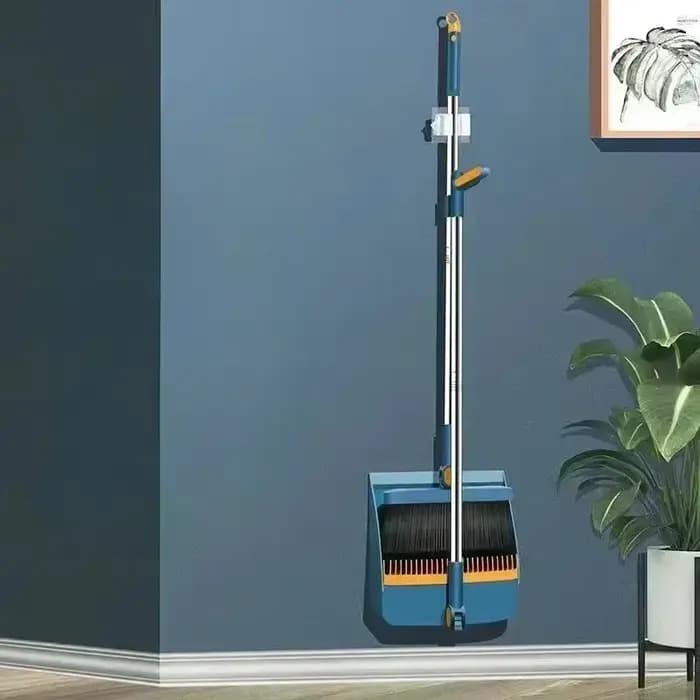 Ensemble balai et pelle ménager, avec tête de balai et balayette individuelle, pelle à déchets pliab