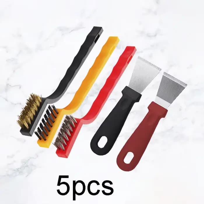 Ensemble de 5 brosses de nettoyage de cuisine avec grattoir à gaz et brosse métallique pour l'élimin
