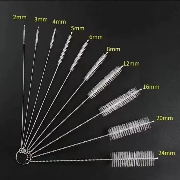 Brosse de nettoyage de bouteilles, ensemble de 10 pièces, brosse à cheveux douce en acier inoxydable