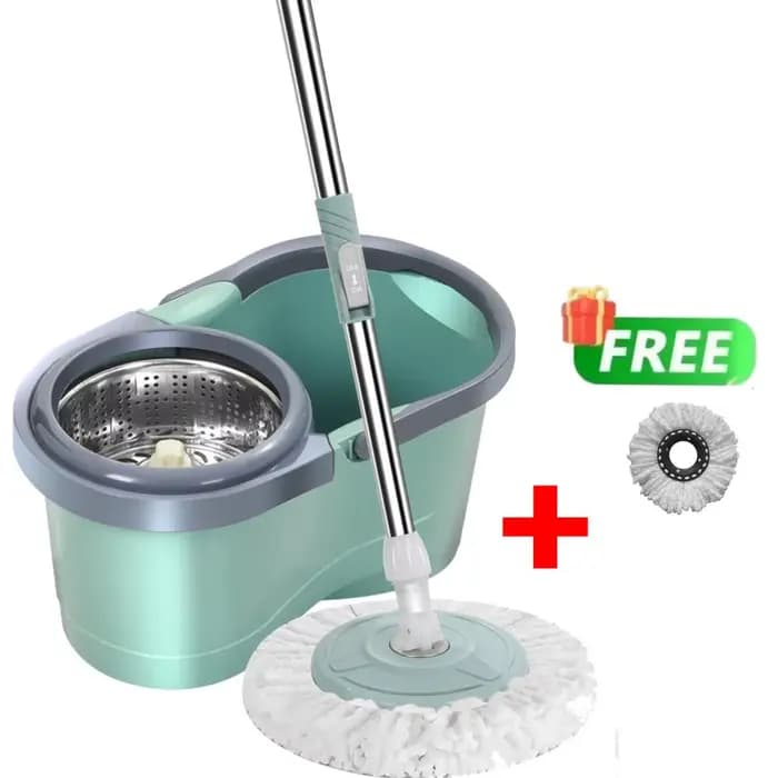 Serpillière automatique avec seau et brosse rotative, balai de nettoyage ménager, à main, pour sol d