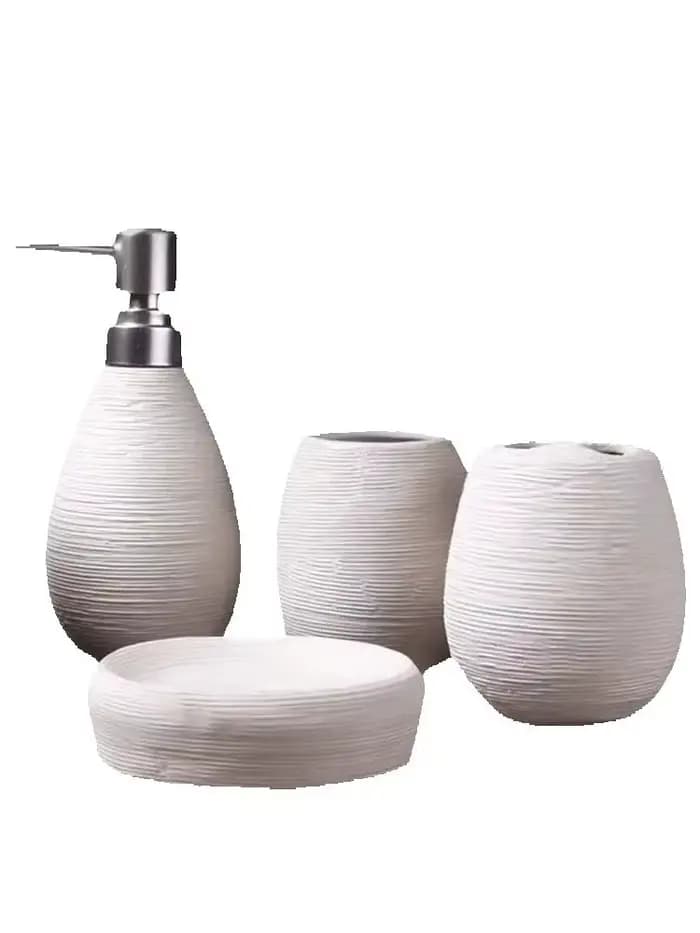 HOCeramic-Ensemble de bouteilles distributrices de shampoing, vaisselle Regina, porte-brosse à dents