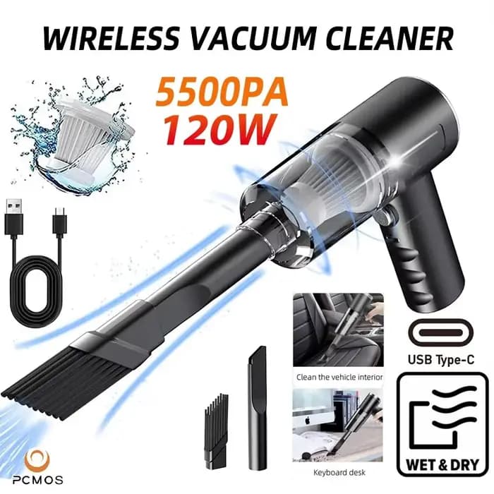 PCMOS 1PC Sans Fil Aspirateur À Double Usage pour La Maison et Voiture 120W Haute Puissance Puissant
