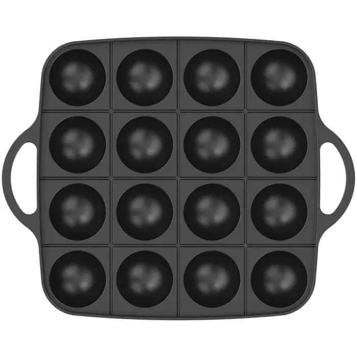 Plaque de cuisson Takoyaki 16 trous en fonte d'aluminium, antiadhésive, facile à nettoyer, pour cuis
