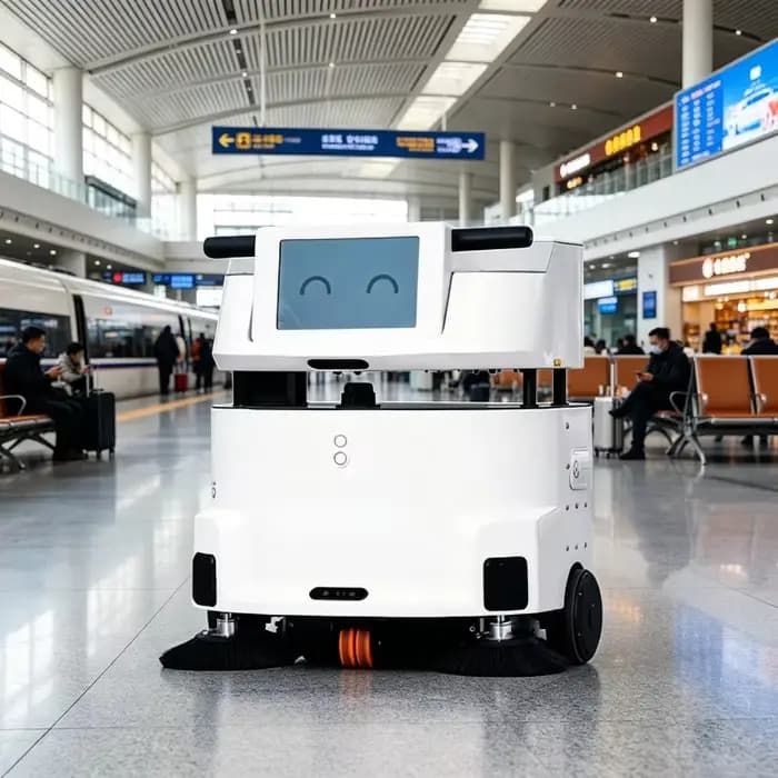 Robot aspirateur laveur industriel et commercial, recharge automatique, élimination des débris, nett