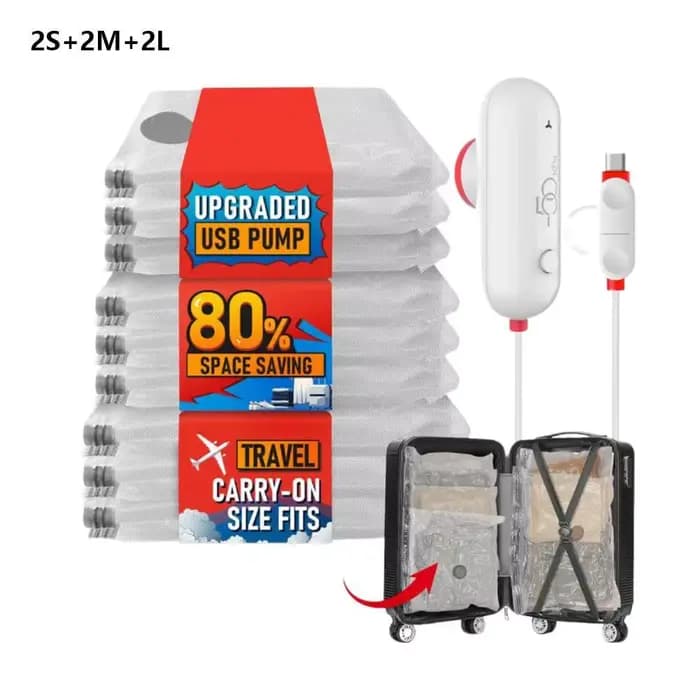 Sacs de rangement sous vide, sac sous vide de voyage léger avec pompe d'aspiration électrique USB, s