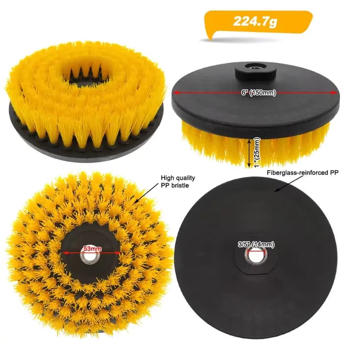 Brosse de nettoyage électrique creuse de 6 pouces, pour tapis, verre, pneus de voiture, carrelage de