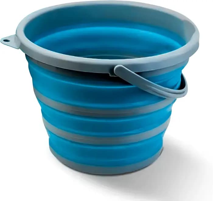 Seau à eau pliable en silicone de 10 L, rond, bleu, idéal pour les outils de nettoyage, les voyages