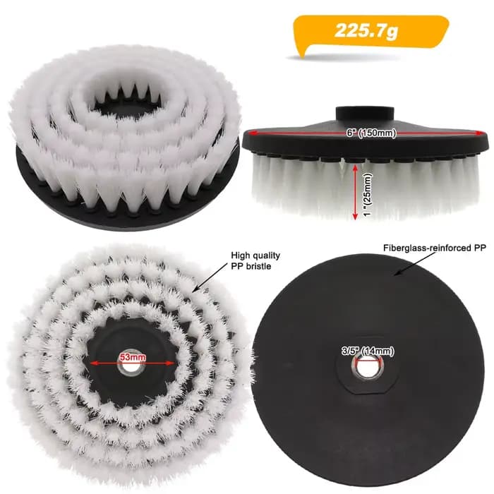 Brosse de nettoyage électrique creuse de 6 pouces, pour tapis, verre, pneus de voiture, carrelage de