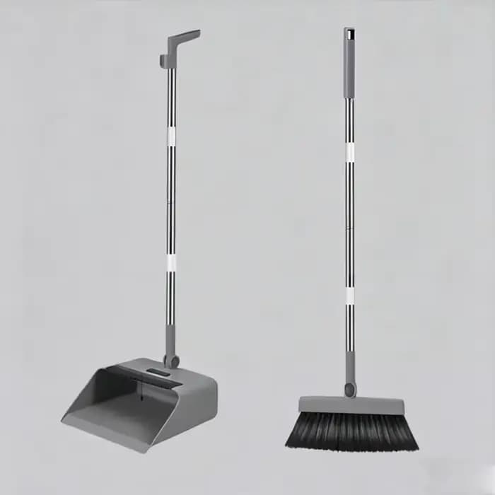 Ensemble balai et pelle 3-en-1, brosse à plancher, balai et pelle à long manche, adaptés à une utili