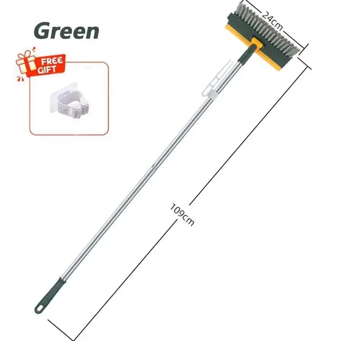Brosse de nettoyage UNTIOR manche long 180 ° Serpillière rotative avec raclette, pour coin mural dom