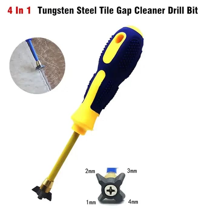 Nettoyeur professionnel d'écart de carrelage en acier au tungstène 4 en 1, dissolvant de coulis de c