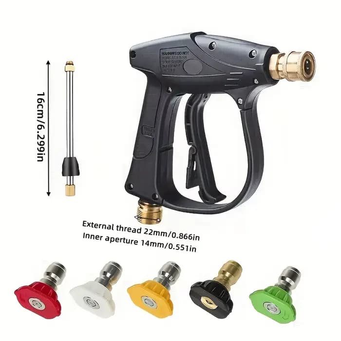 Pistolet de lavage haute pression 2175PSI avec connexion rapide M22-14 1/4", 5 buses et baguette d'e