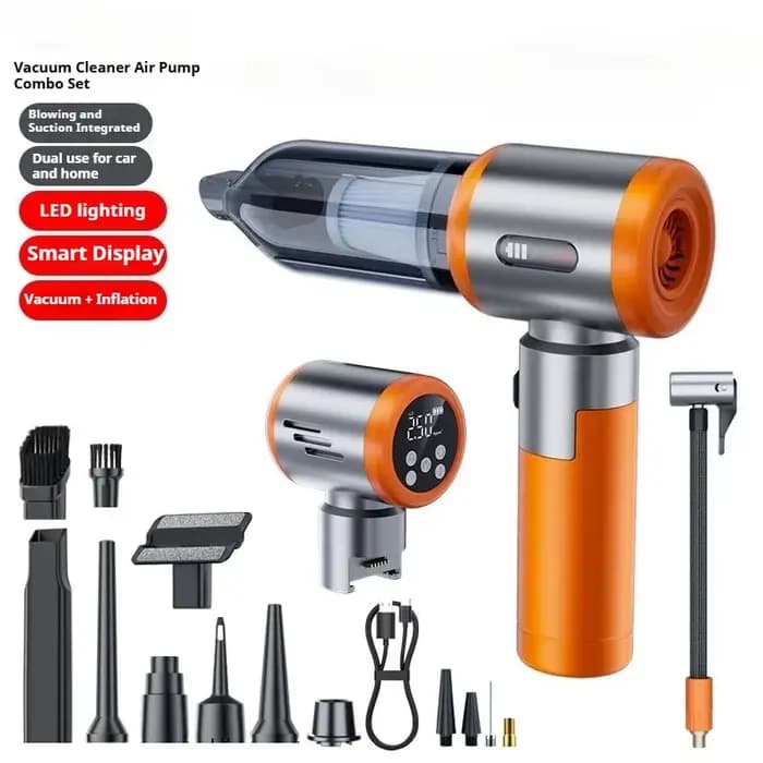 Mini aspirateur de voiture 2-en-1 avec pompe à air, aspirateur portable sans fil pour voiture et mai