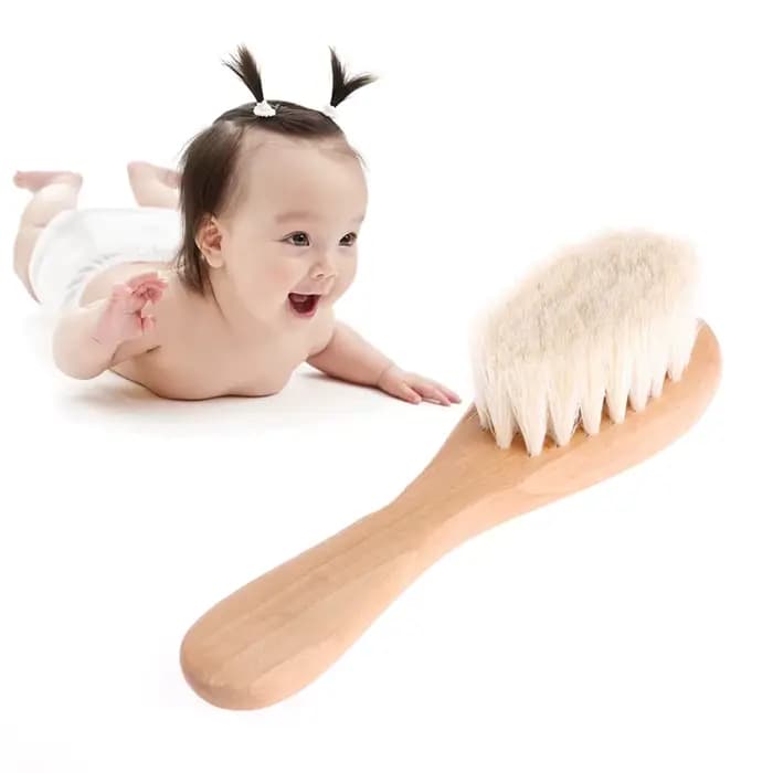 Brosse à manche en bois pour bébé, brosse à cheveux pour nouveau-né, peigne pour bébé, masseur de tê
