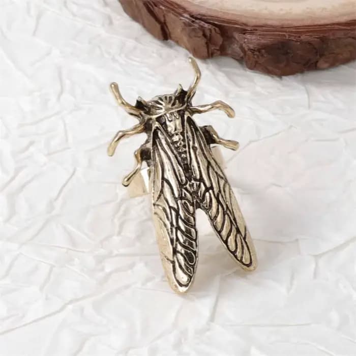 Bague coccinelle cigale en métal Vintage pour femmes et hommes, Design créatif d'insecte, ouverture