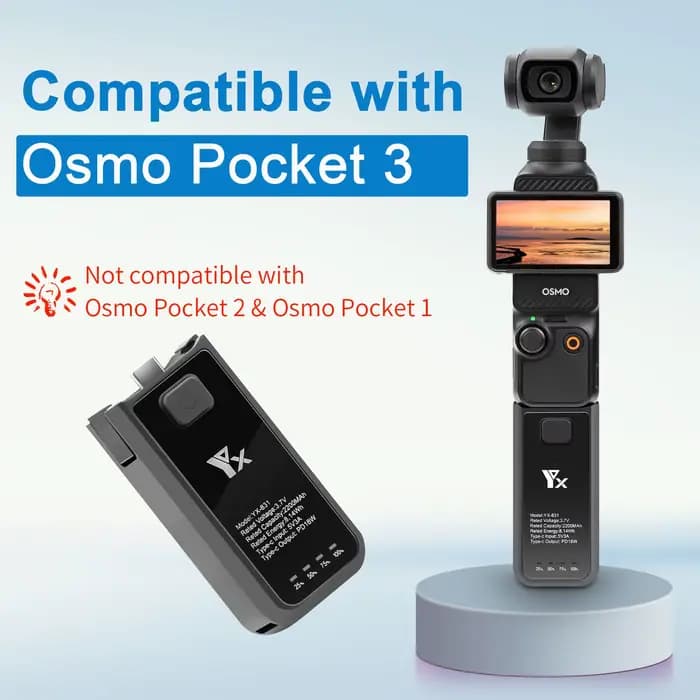 Chargeur de caméra pour DJI Osmo Pocket 3, accessoire de poignée à longueur accrue pour un contrôle