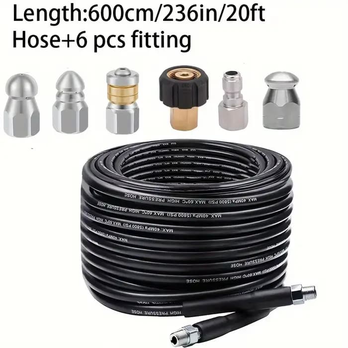 Kit de nettoyage de canalisations 5800PSI, buse et tuyau rotatifs haute pression, outil de vidange b