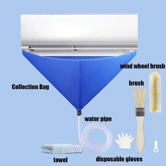 1 ensemble de sacs de nettoyage de climatiseur, vidange étanche pour le lavage, tuyau de vidange d'e