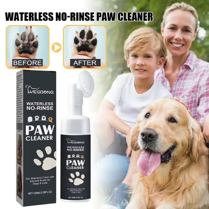 Mousse nettoyante pour pattes d'animaux domestiques, shampoing sec sans rinçage, avec brosse, pour c