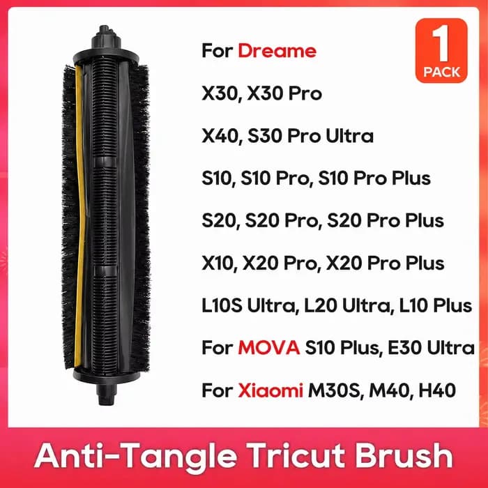 Brosse TriCut Compatible avec Dreame X40 Ultra, X30 Pro, X20 Pro, S10, S20 Pro Plus, L10S Pro Ultra,
