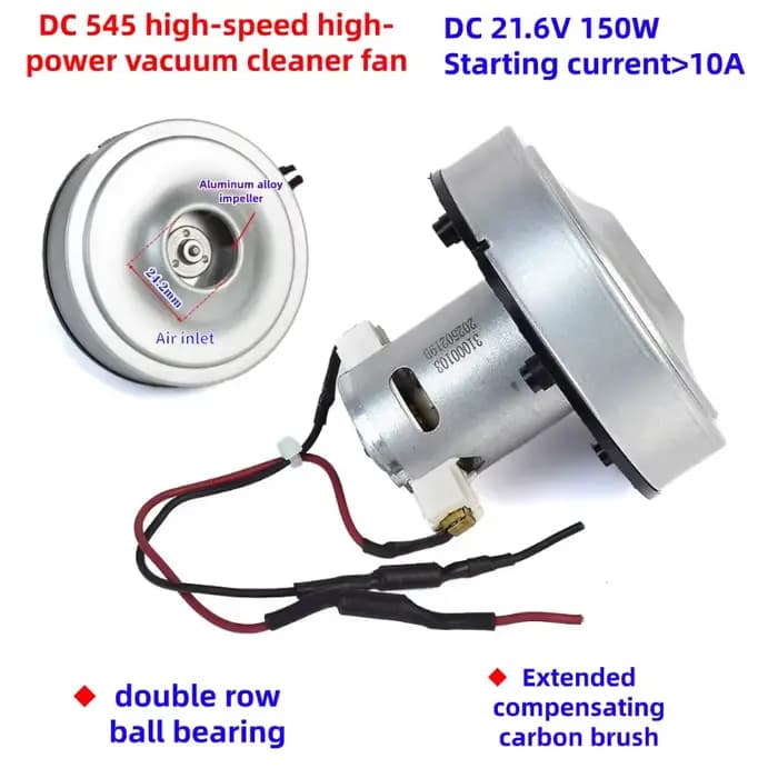 Moteur d'aspirateur haute puissance DC12-21.6V 150W, moteur 545 avec double roulements à billes pour