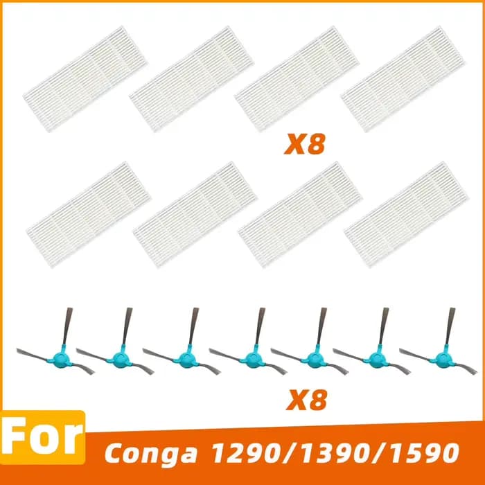 Compatible avec Conga 1290 1390 1590 Robot Aspirateur Kit Accessoires Brosse Latérale Filtre HEPA Pi
