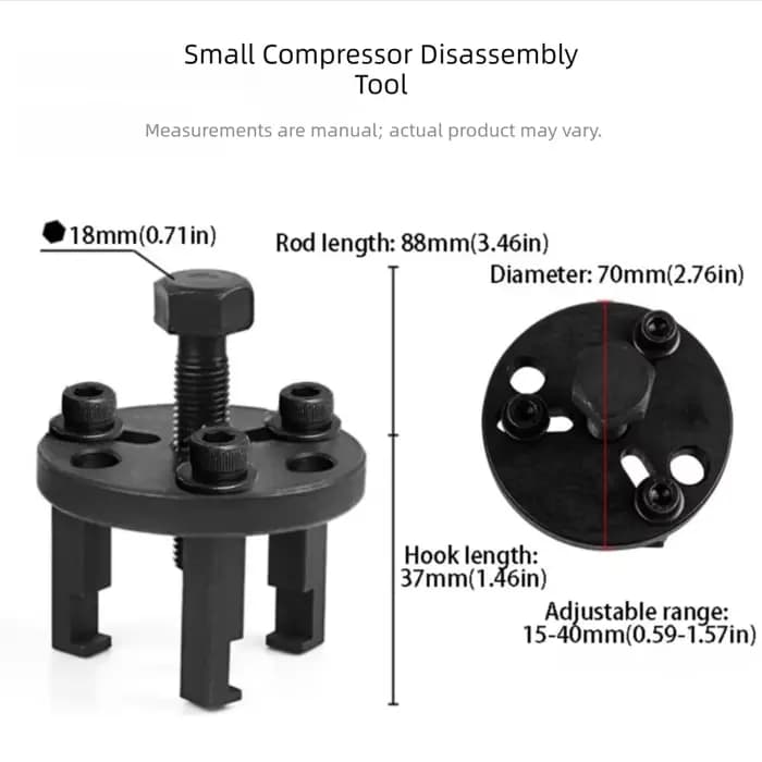 Outil de démontage de compresseur AC à capacité réglable 15-55 mm, construction en alliage, style tr