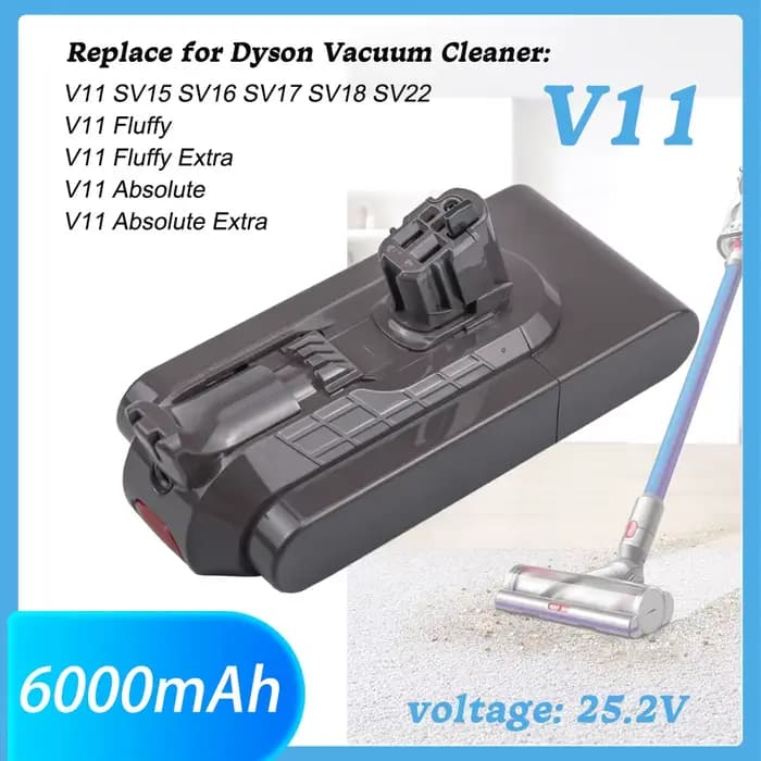 Batterie 6000mAh 25.2V pour aspirateur Dyson V11 Absolute Extra, moelleux, Fluffy Extra, Absolute V1