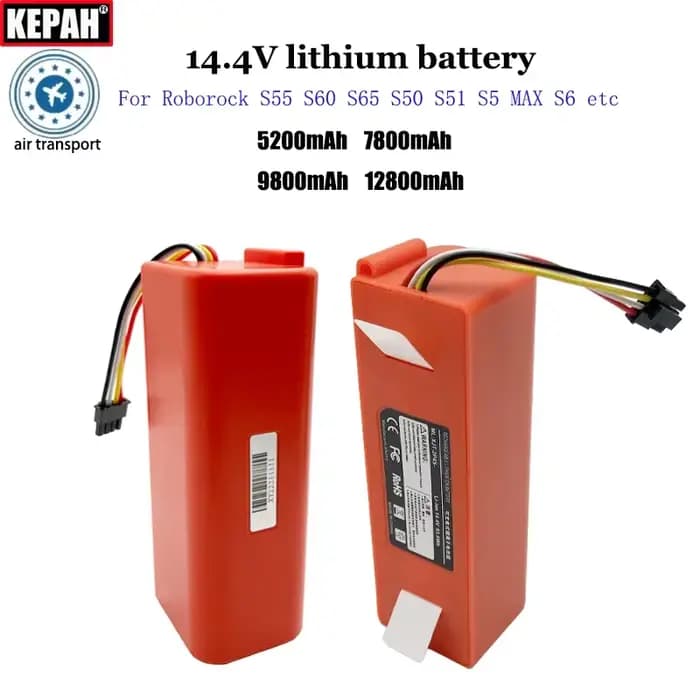 Batterie pour aspirateur robot Xiaomi Roborock S55 S60 S65 S50 S51 S5 MAX S6, 14.4V BRR-2P4S-5200S,