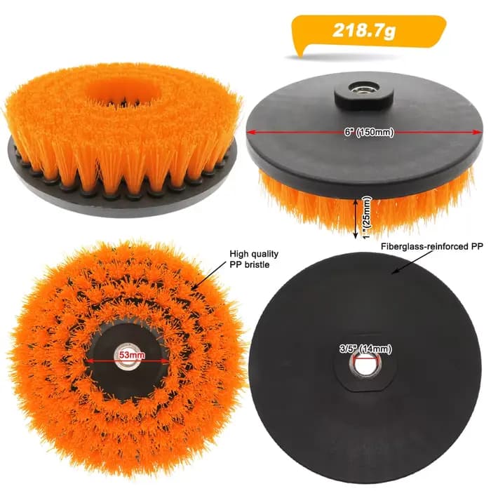 Brosse de nettoyage électrique creuse de 6 pouces, pour tapis, verre, pneus de voiture, carrelage de