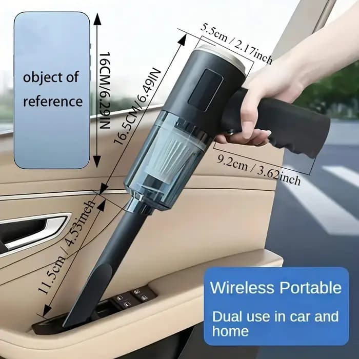 Aspirateur sans fil 120W, haute puissance, noir, double usage pour la maison et la voiture, aspirate
