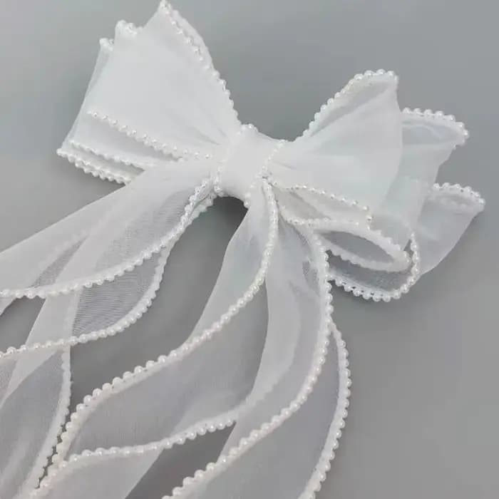 Accessoire pour cheveux de mariée : décoration de cheveux de mariage avec nœud blanc perlé fabriqué