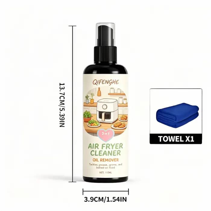 Nettoyant pour friteuse à air QIFENGHE 110ML 2-en-1, nettoie et dégraissant avec serviette, nettoyag