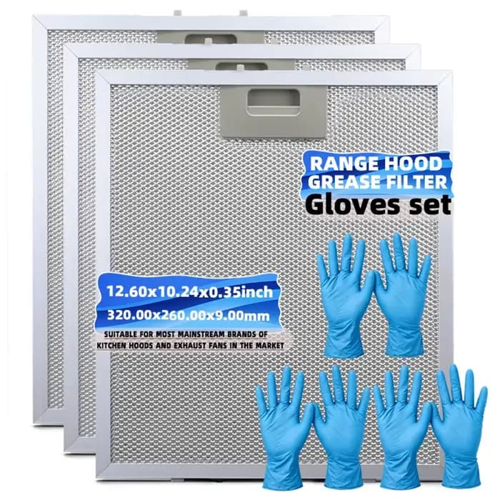 Lot de 3 filtres en maille métallique pour hotte de cuisine 320x260mm, accessoires pour hotte de cui
