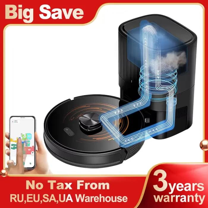 (code promo: AA2000)Robot aspirateur ABIR K30 à vidage automatique S6, aspiration 6500PA, cartes mul