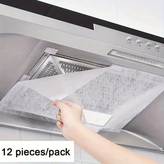 12 pièces de filtres à papier non-tissé jetables pour hotte de cuisine, anti-graisse et anti-huile