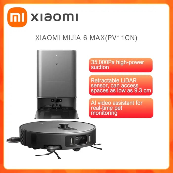 NOUVEAU XIAOMI MIJIA 6 Max OMNI Robot Aspirateur Laveur 35000Pa Auto-nettoyant Évitement d'obstacles