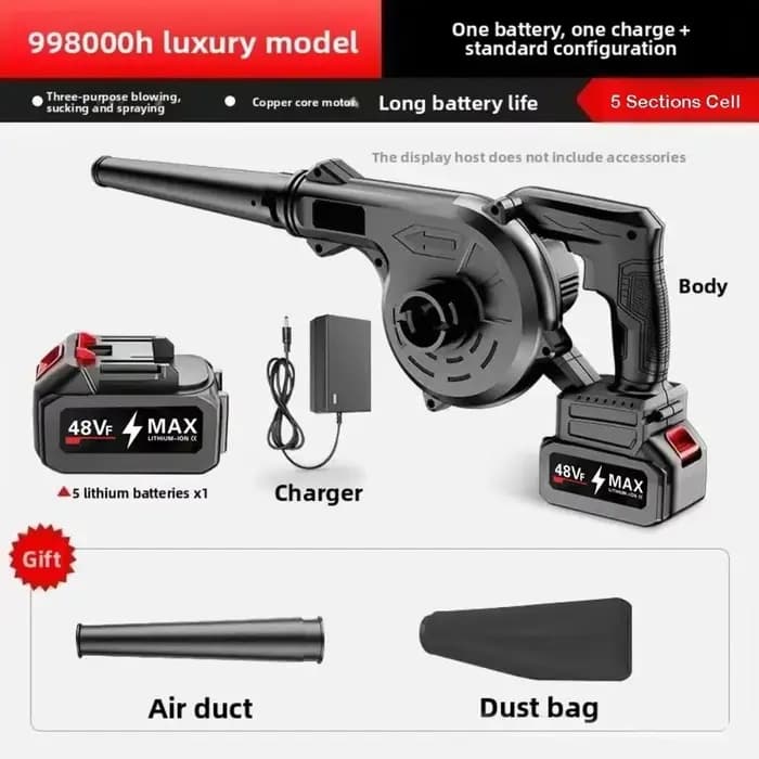 Souffleur d'air électrique 2 en 1, batterie 688Vf, puissance 1400W, aspirateur sans fil, collecte de