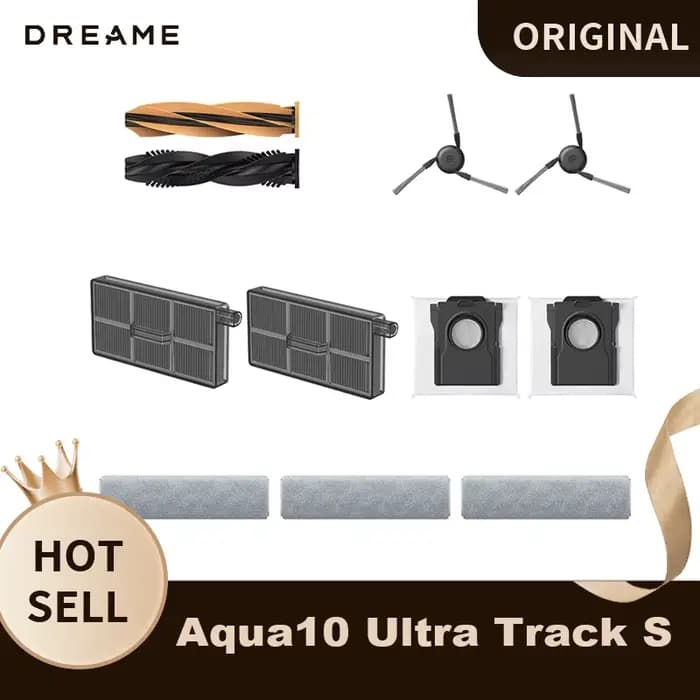 Kit d'accessoires Original Dreame Aqua10 Ultra Track S - 2 brosses latérales, 2 filtres HEPA, 2 sacs