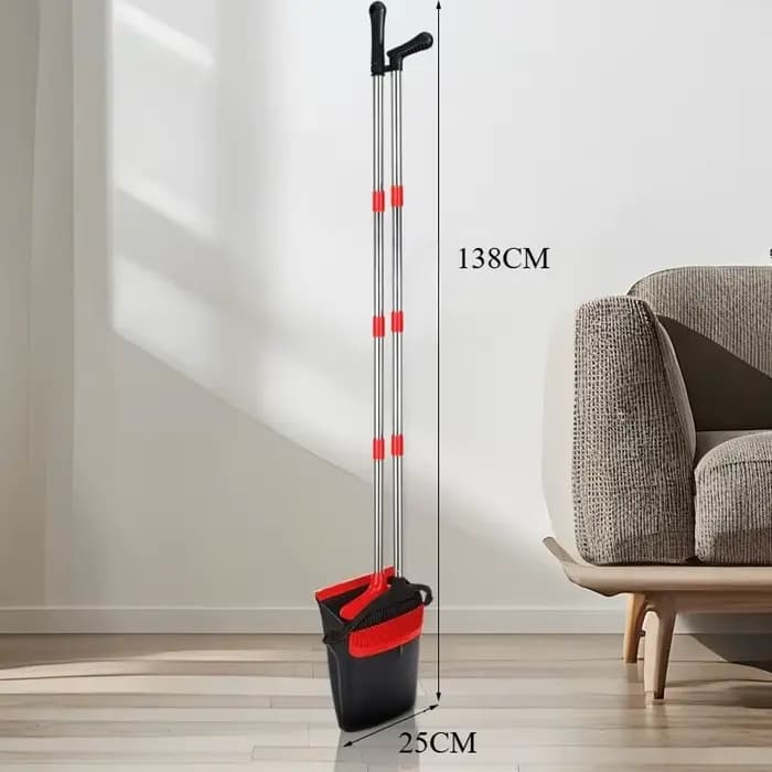 Ensemble balai à long manche et pelle, idéal pour la maison. Cette combinaison rend le nettoyage int