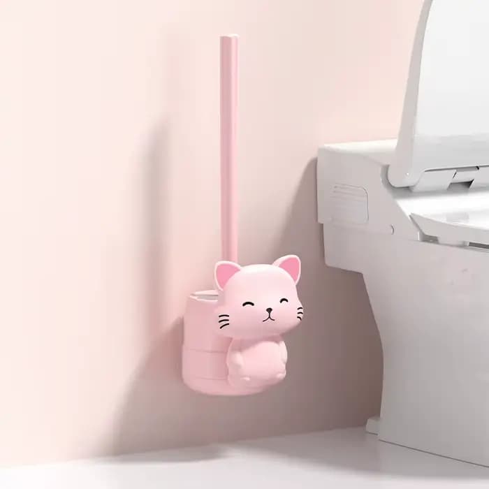 Ensemble de brosses de toilette murales en forme de chat mignon, brosse de nettoyage de toilettes sa