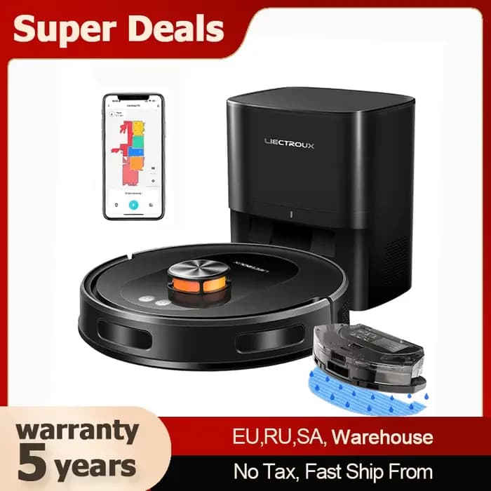 Robot Aspirateur et Laveur LDS Liectroux T9,nettoyage humide et sec smart home,avec station d’auto-v