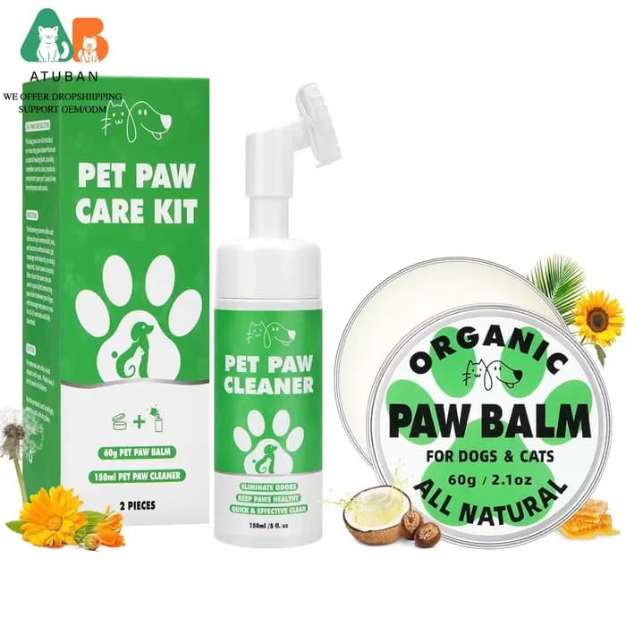 Kit de soins des pattes de chien, nettoyant pour pattes de chien en mousse sans rinçage avec brosse