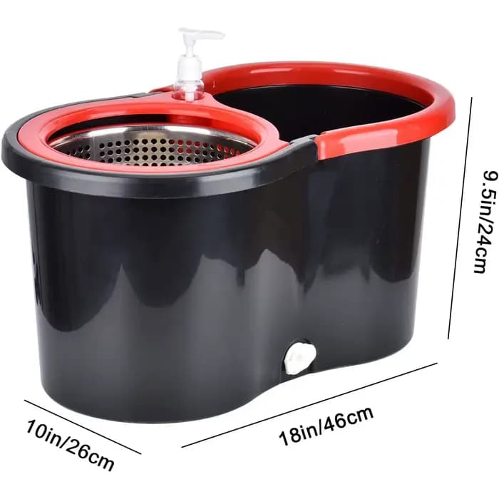 360 ° Ensembles de seaux à vadrouille rotative avec système d'essorage dans 3 têtes en microfibre,