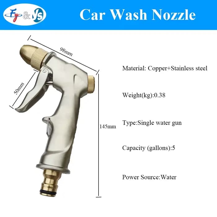 Pistolet de pulvérisation d'eau haute pression en métal, buse en laiton pour le lavage de voiture, t