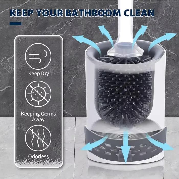 Brosse de toilette en Silicone à pulvérisation d'eau, avec brosse TPR murale respirante, manche Long