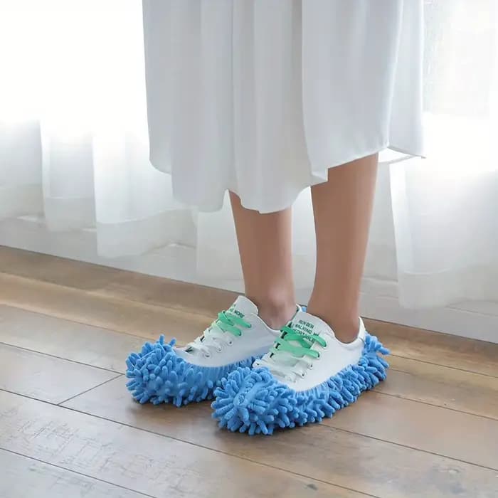 2 paires de chaussons serpillères en microfibre