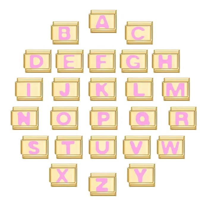 Mode rose 26 lettres anglaises A-Z nom doré italien bracelet à breloques bijoux bricolage faisant cadeau femmes hommes main Bracelet bijoux